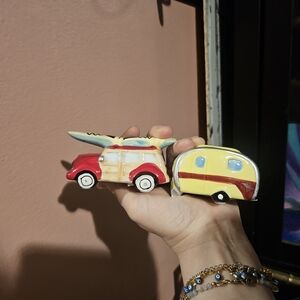 Red and Yellow Car & Camper Salt And Pepper Shakers